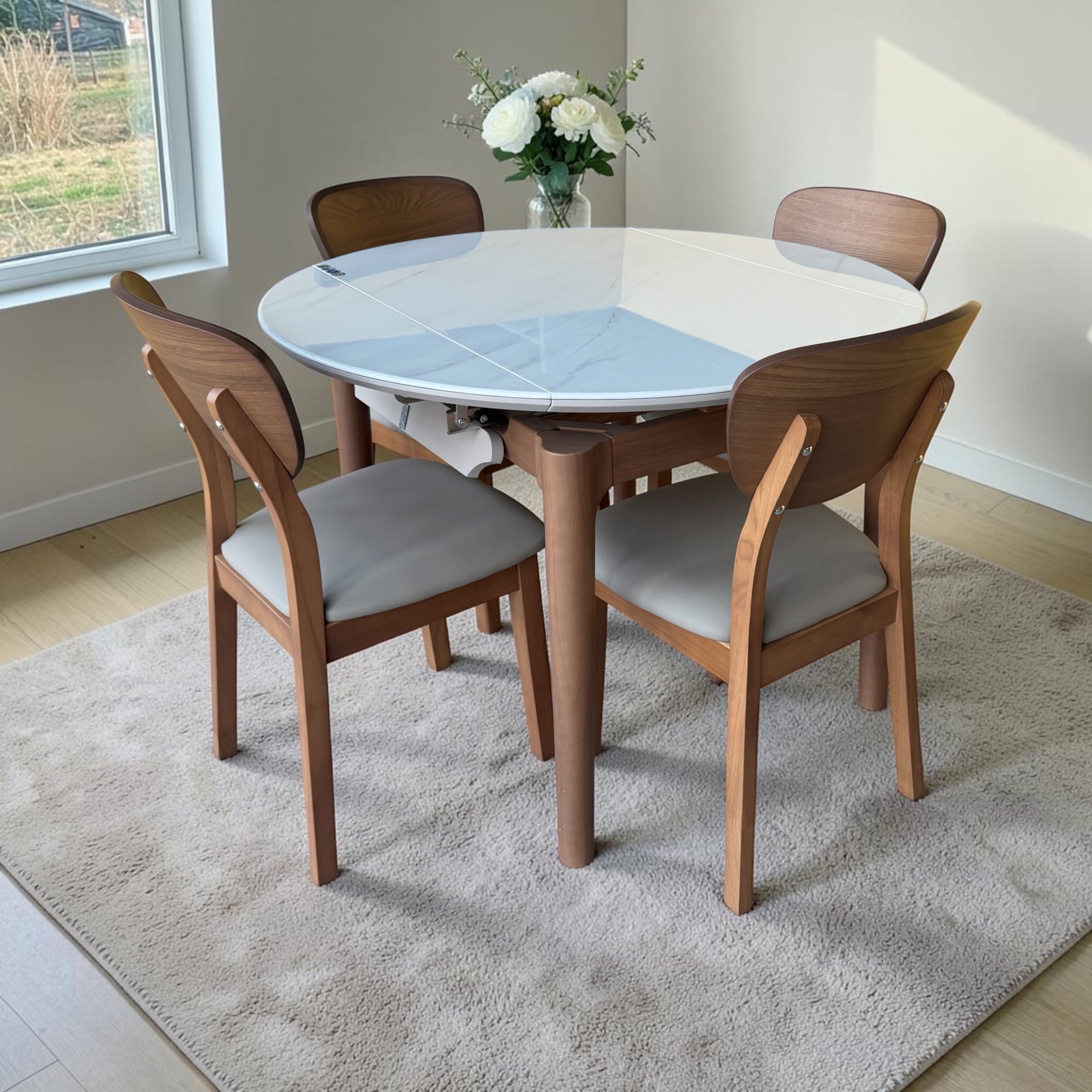 Set masa extensibila Zuri mare cu 4 scaune Lyon