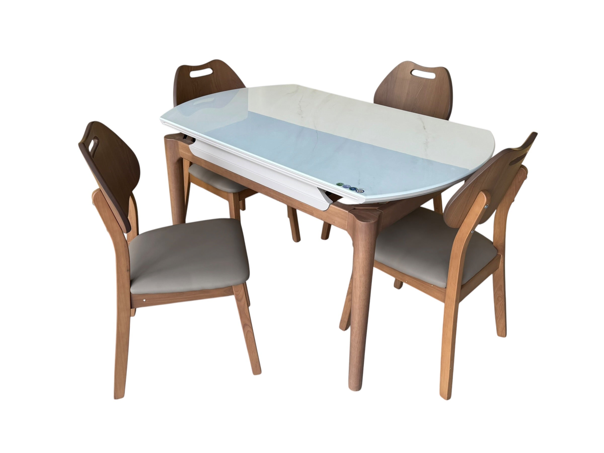 Set masa extensibila Zuri mare cu 4 scaune Lyon