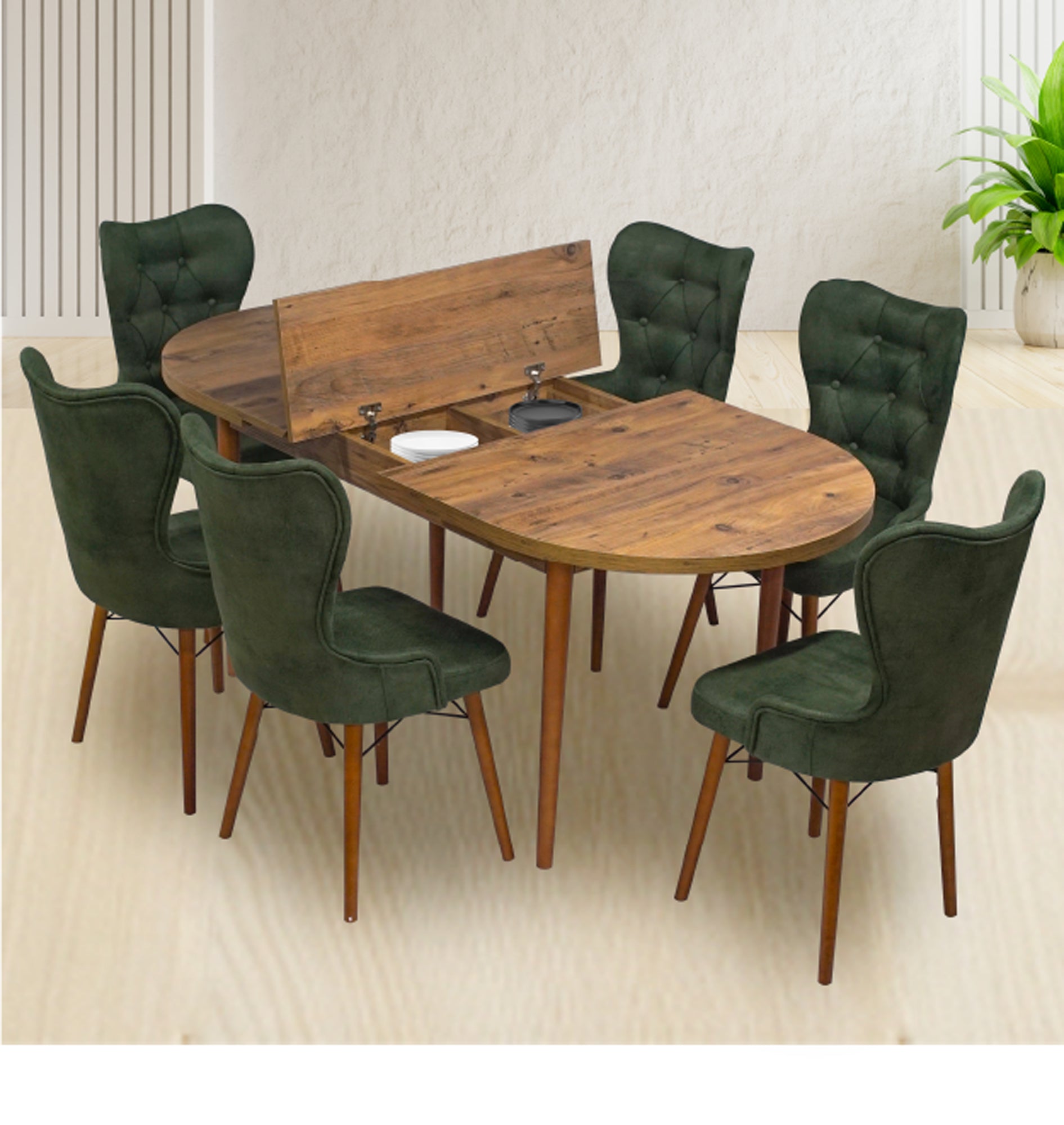 Set masa extensibila si 6 scaune Oval